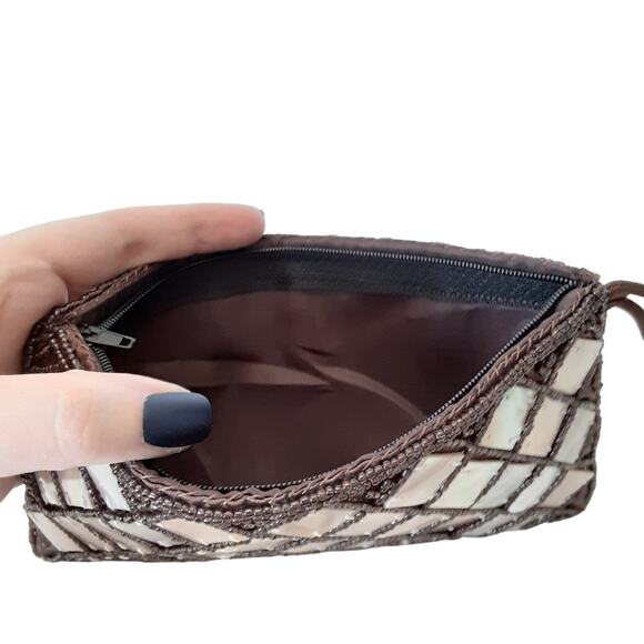 Mad Bags Mad Designs Sea Shell Beaded Clutch Coin Purse Mother of Pearl Pouch - Picture 5 of 7